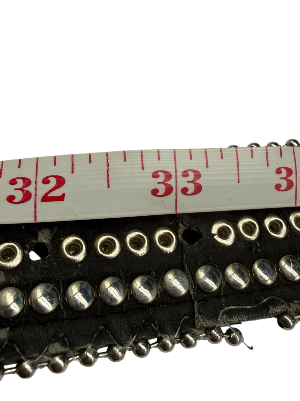 Y2K BTS 2742 Rhinestone Genuine Leather Black Western Belt Small 32-36.5 READ - Picture 12 of 16